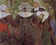 Paul Gauguin Four women dancing Brittany painting